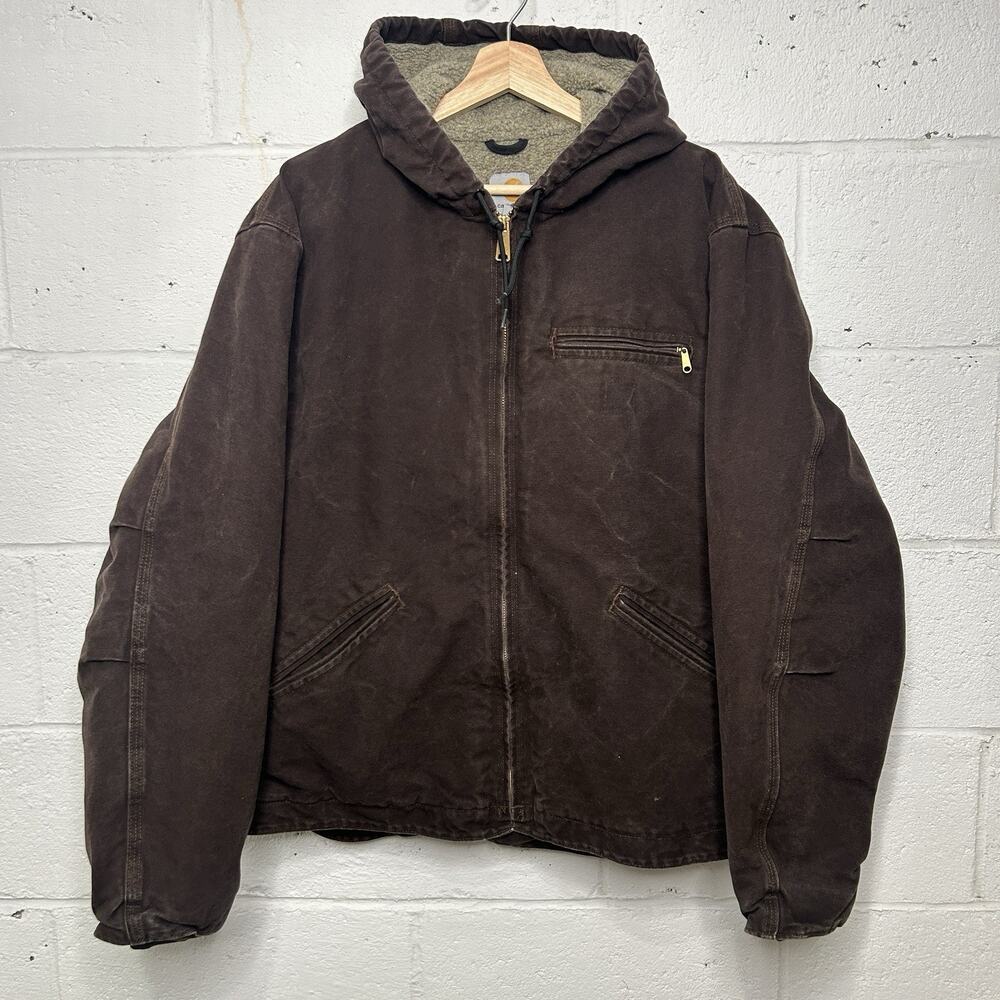 Carhartt Sherpa-Lined Hooded Detroit Jacket “Dark Brown”